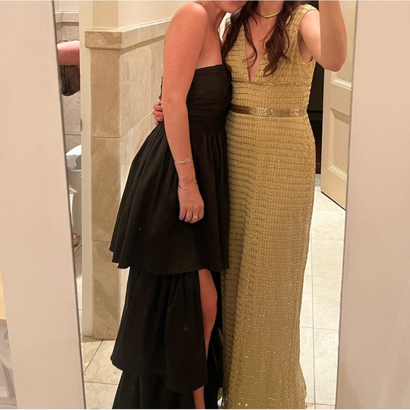 MAC DUGGAL 5625 BEADED CAP SLEEVE COLUMN GOLD GOWN sz 2 - Picture 4 of 5